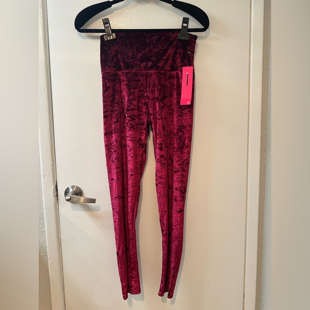 Shosho Velvet Leggings - Rich Burgundy